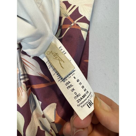 Gottex One Piece Swimsuit Amore Mauve Floral Size 8 Halter - Picture 5 of 6